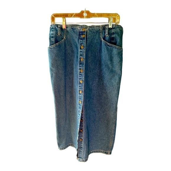 Gloria Vanderbilt Dresses & Skirts - Vintage GLORIA VANDERBILT Maxi Long Pencil
Blue Denim Button Front Skirt Sz 12